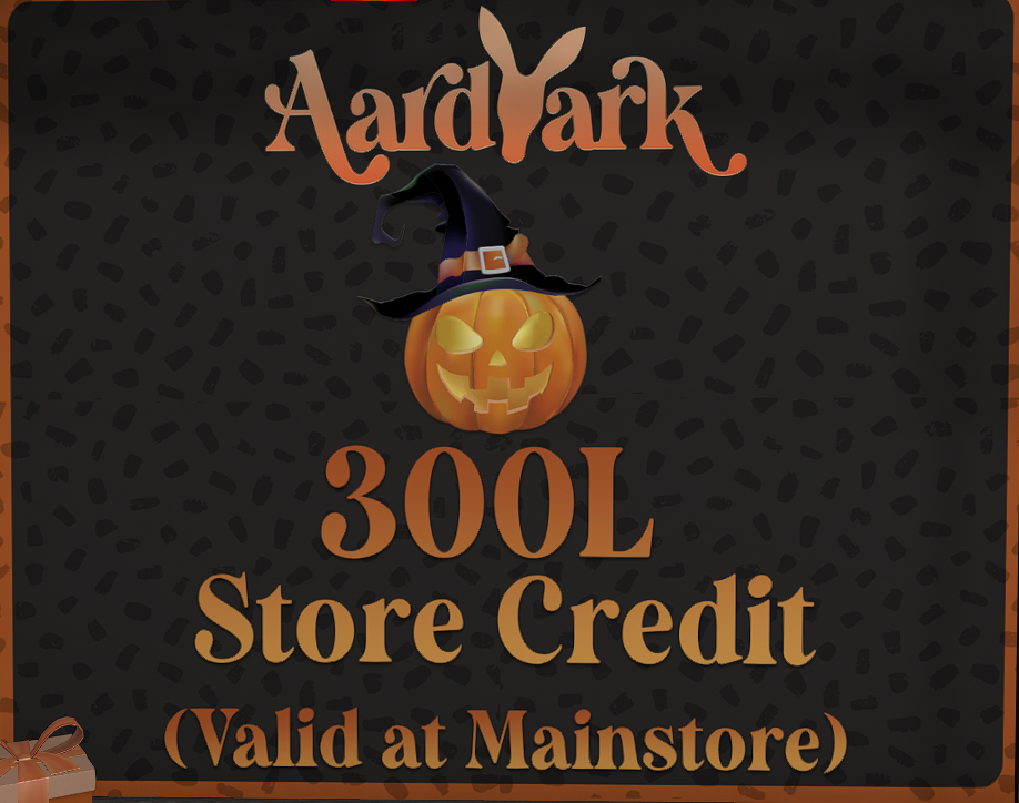 Aardvark Halloween: calabaza con gorro de bruja, 300L Store Credit válido en mainstore